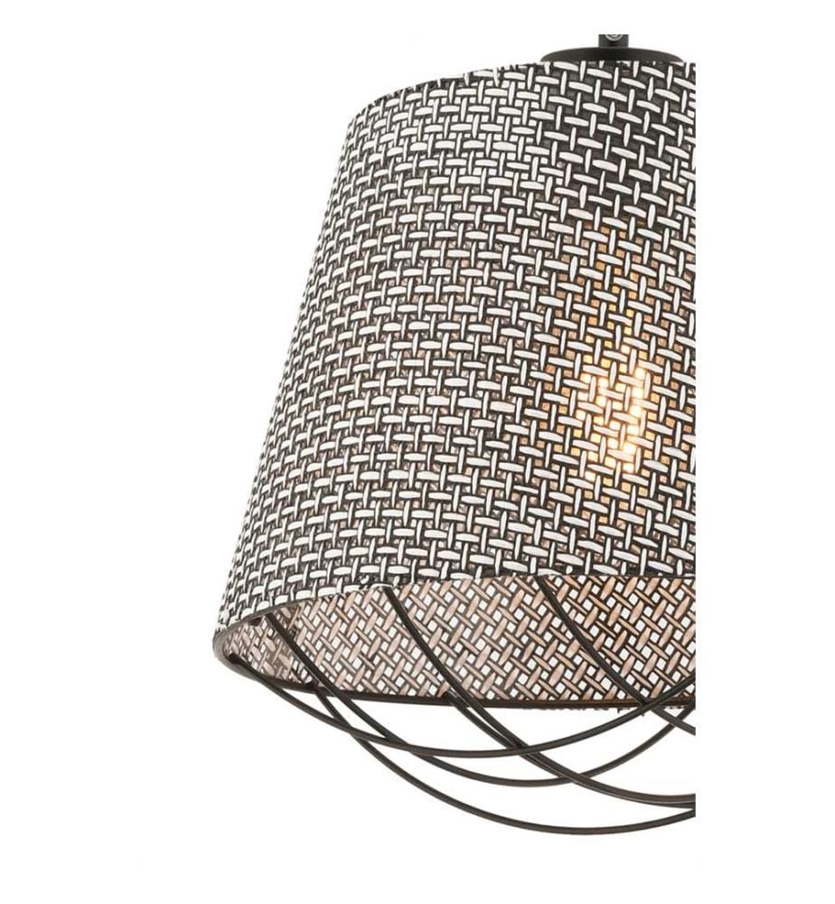 Kronleuchter, grau, Metallkörper, Stoffkappe