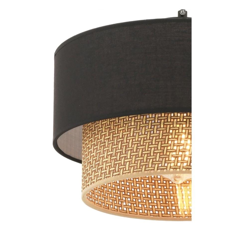 Kronleuchter, Beige, Schwarz, Metallkörper, Baumwollkappe