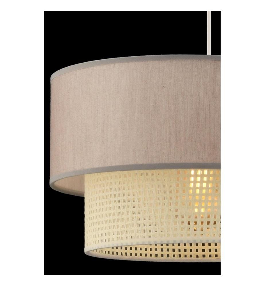 Kronleuchter, weiss, beige, Metallkörper, Baumwollkappe