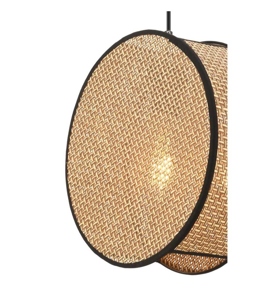 Kronleuchter, Beige, Schwarz, Metallkörper, Baumwollkappe