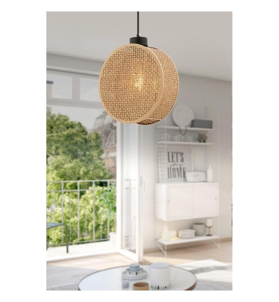 Kronleuchter, beige, Metallkörper, Baumwollkappe