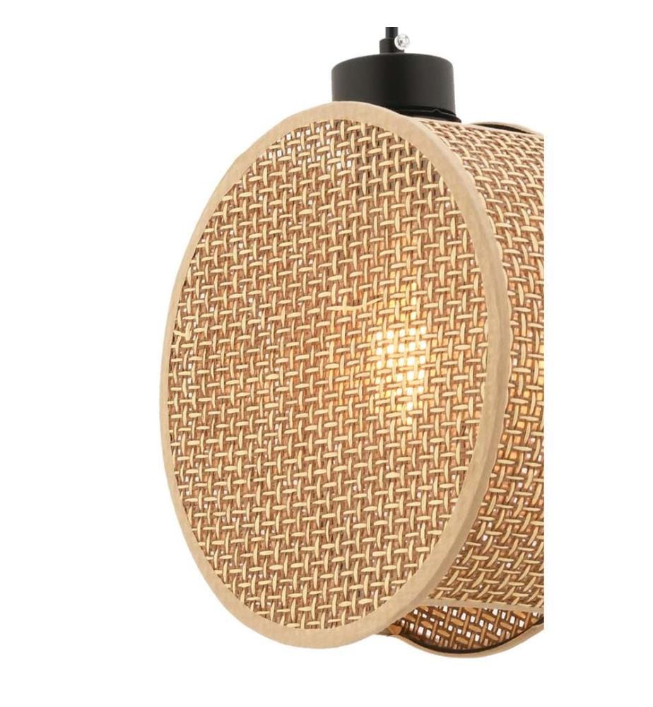 Kronleuchter, beige, Metallkörper, Baumwollkappe