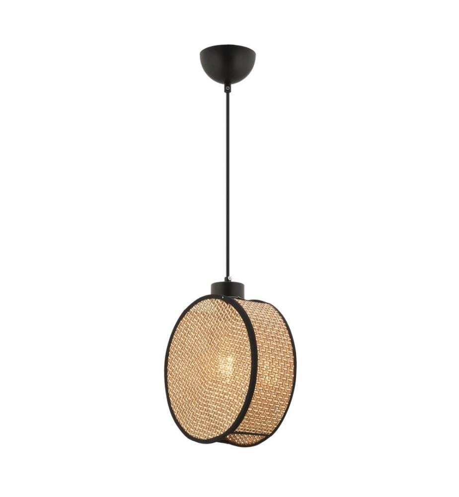 Kronleuchter, Beige, Schwarz, Metallkörper, Baumwollkappe