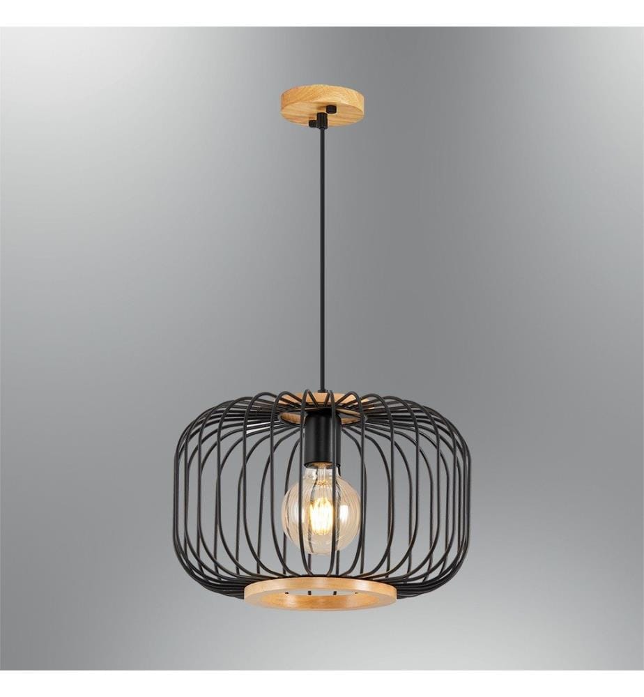 Kronleuchter, schwarz, Holzkörper, Metallkappe