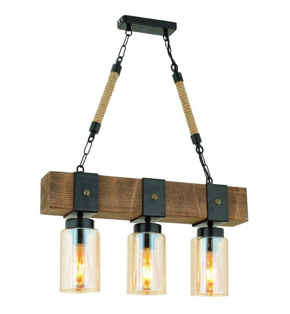 Lustre, Noyer, Noir, 100% Fir Tree, Structure : 100% métal