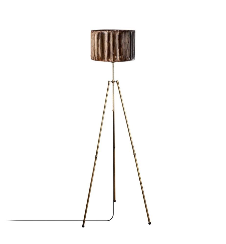 Lampadaire, Antiquation, Corps en métal, Replica Bamboo Cap