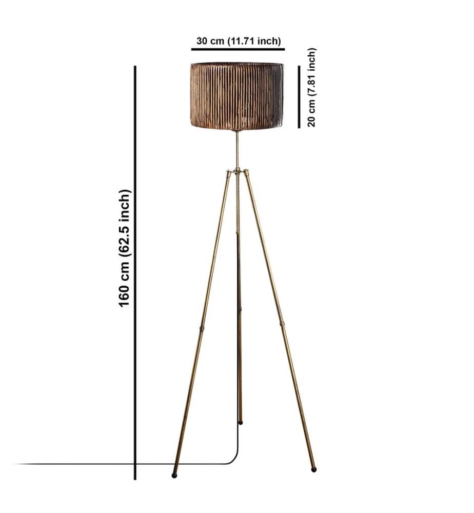 Lampadaire, Antiquation, Corps en métal, Replica Bamboo Cap