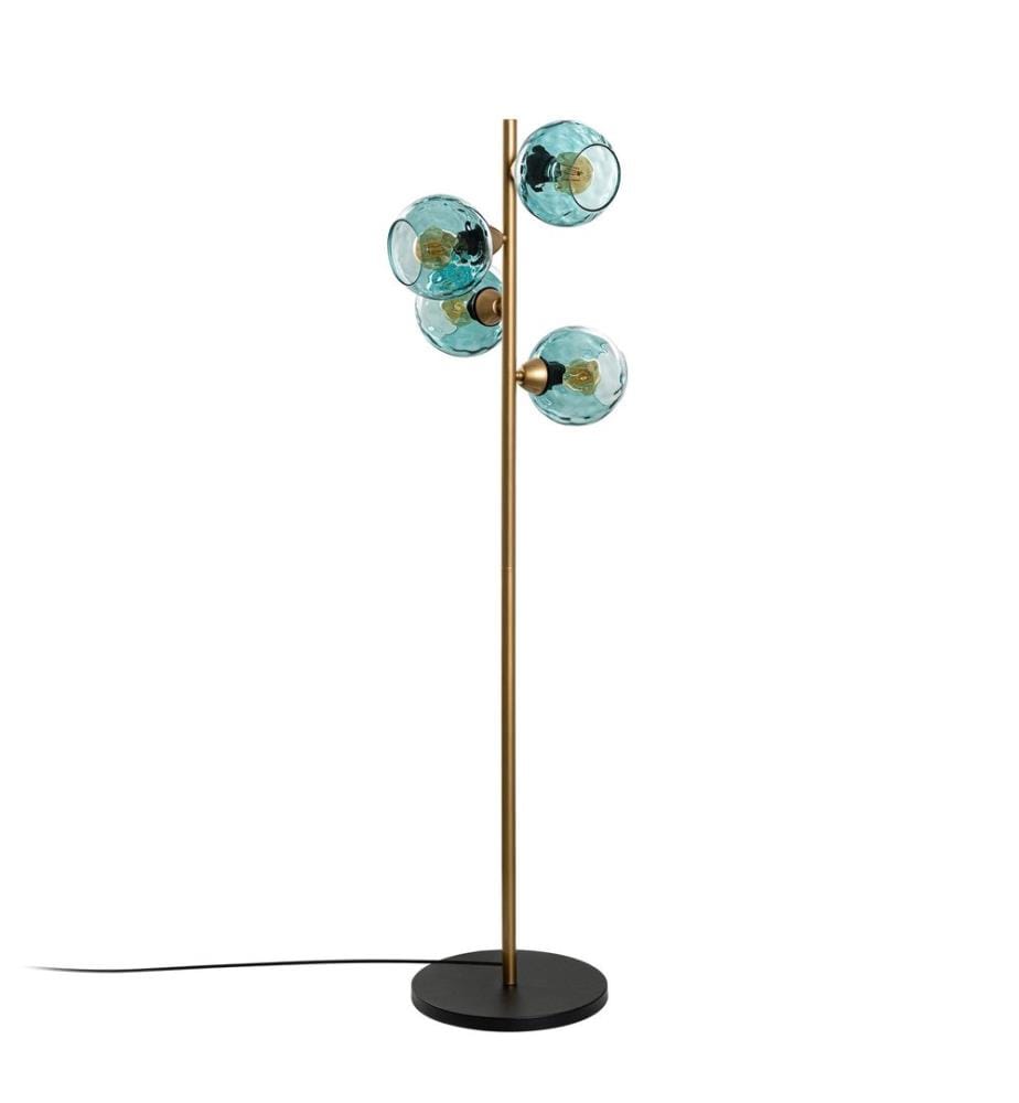 Stehleuchte, Gold, Metallkörper, Glaskappe