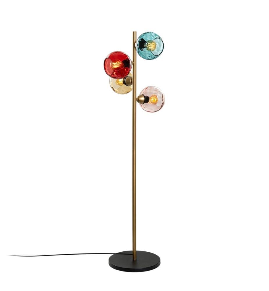 Stehleuchte, Gold, Metallkörper, Glaskappe