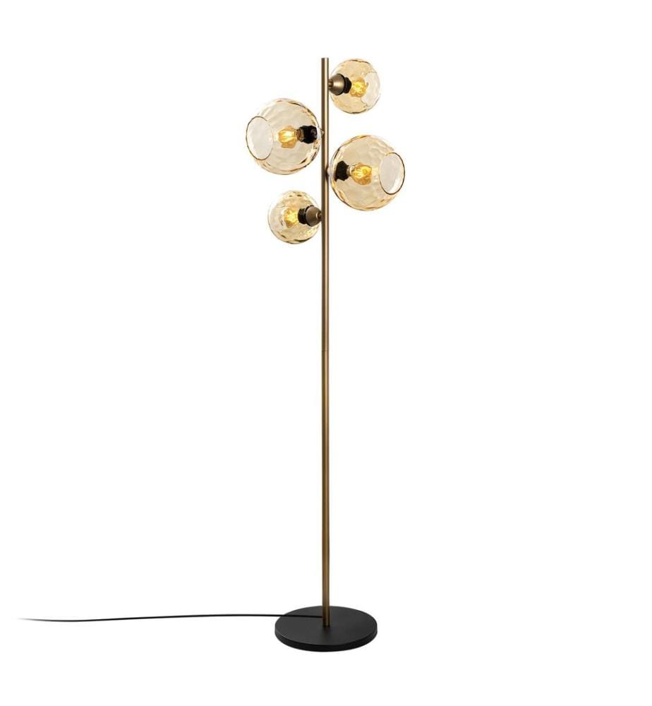 Stehleuchte, Gold, Metallkörper, Glaskappe