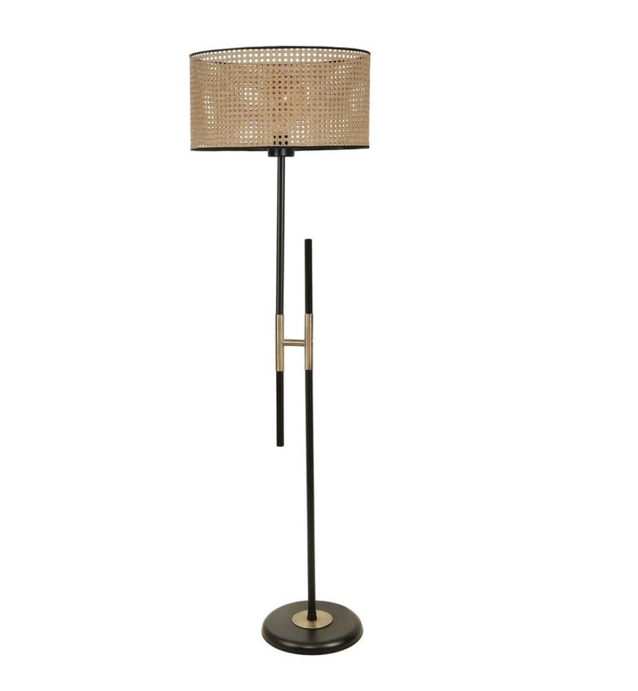 Lampada da terra, Vimini, Corpo in metallo, Rivestimento in cromo