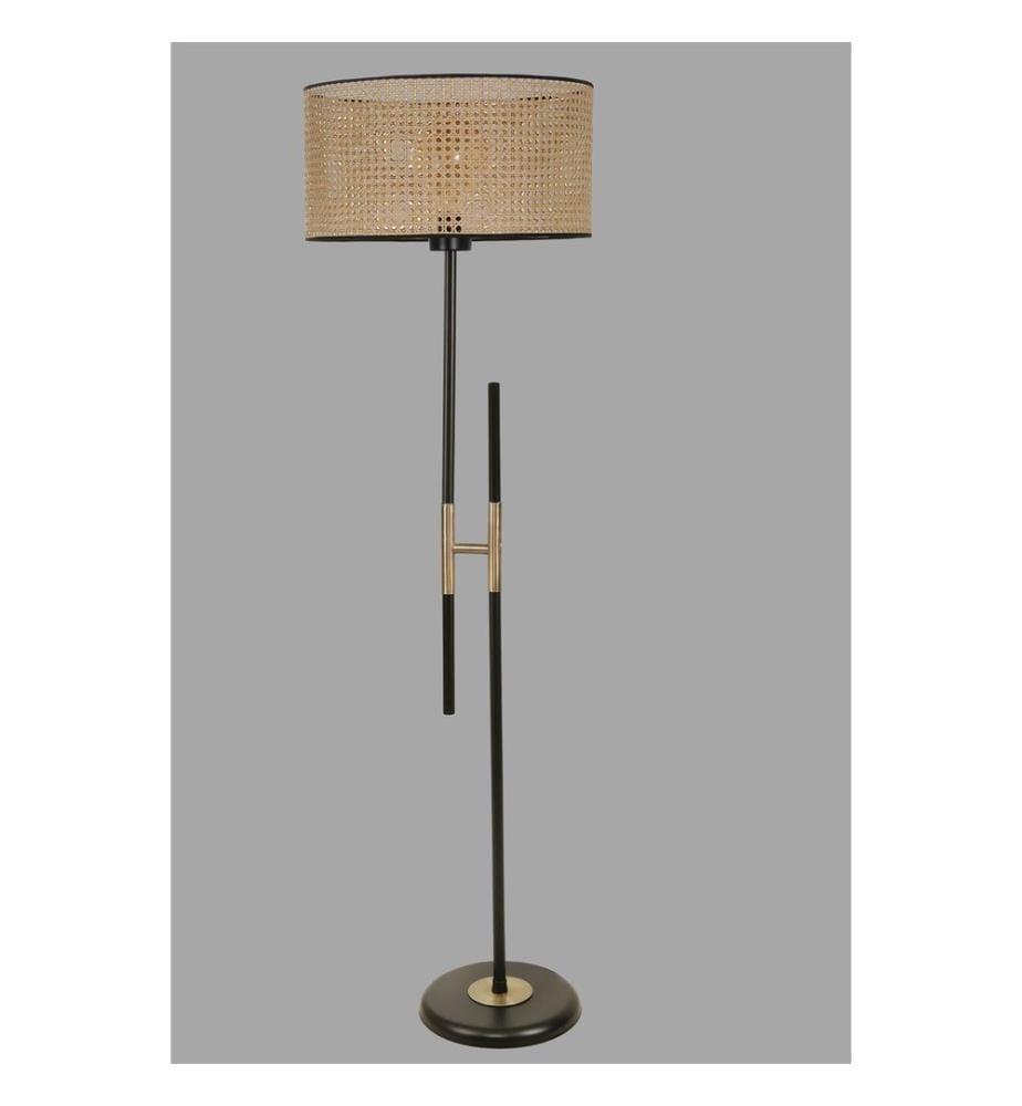 Lampada da terra, Vimini, Corpo in metallo, Rivestimento in cromo