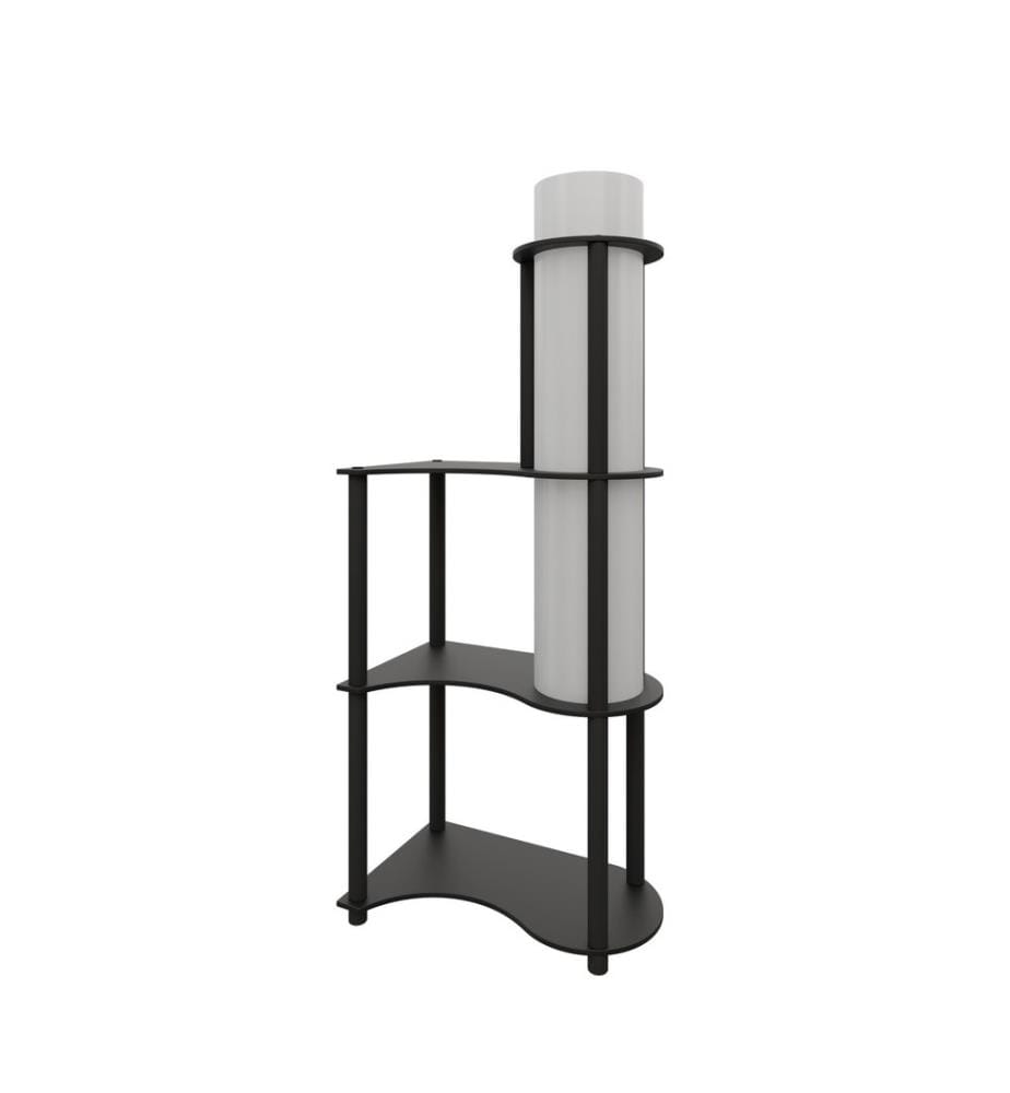 Stehleuchte, Schwarz, Körper aus Kraftpapier und MDF, PVC-Kappe