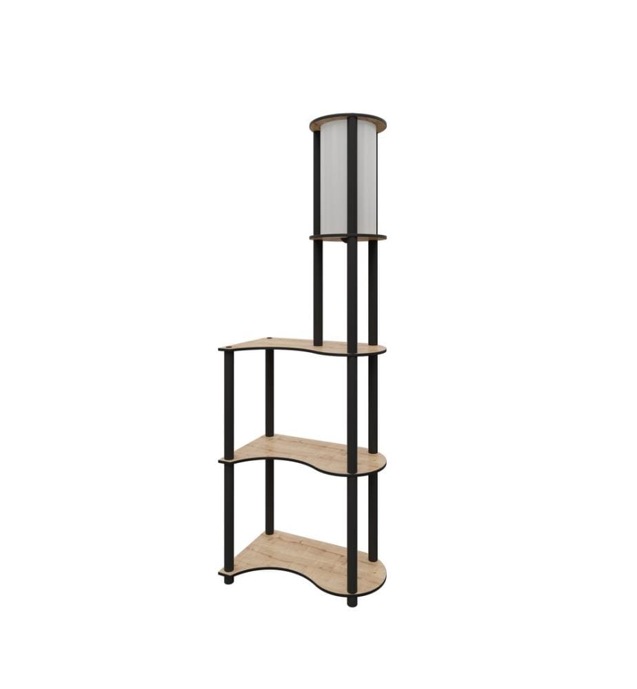 Stehleuchte, Walnuss, Körper aus Kraftpapier und MDF, PVC-Kappe