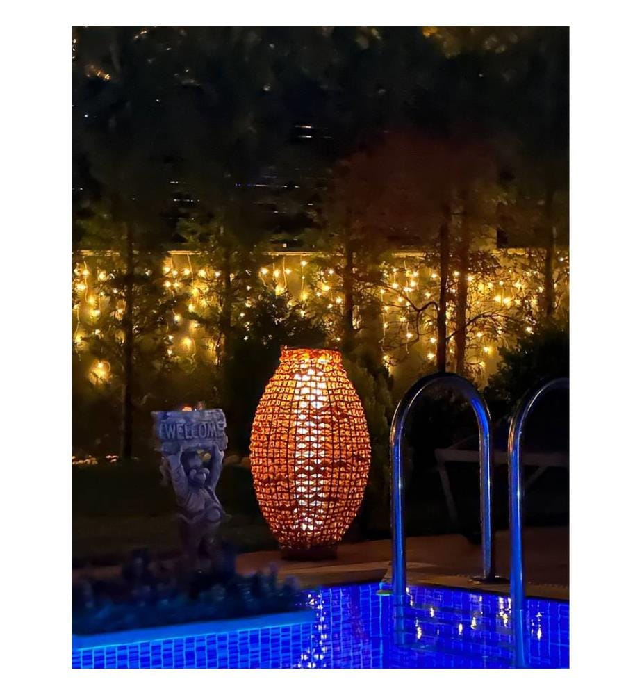 Lampada da terra, Rovere, Solare Wicker