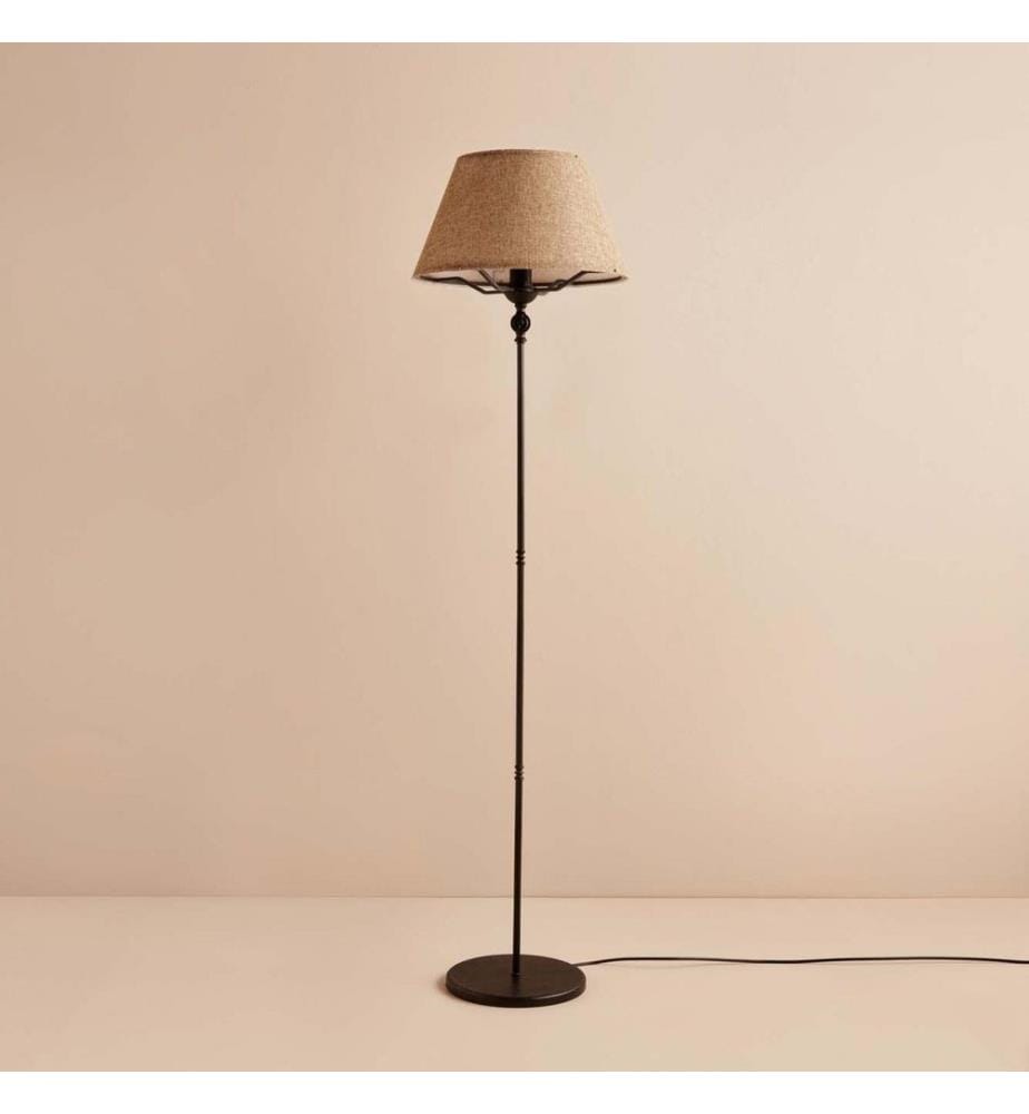 Lampadaire, beige, noir, 100 % PVC, structure : 100 % MÉTAL