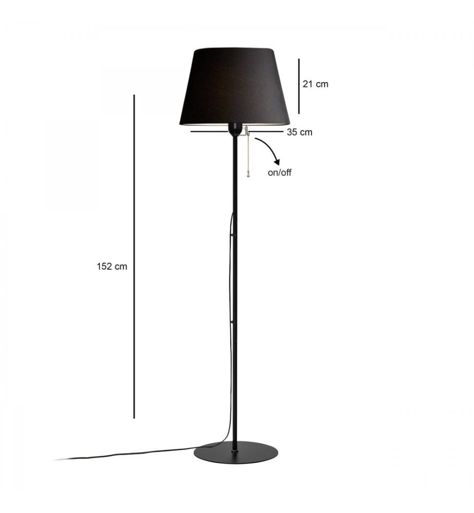 Stehlampe, schwarz, Metallkorpus, PVC-Kappe