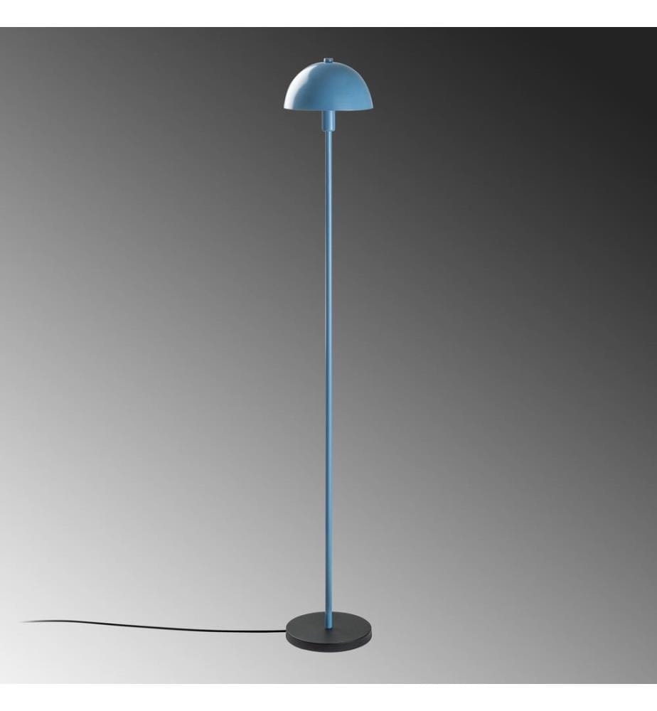 Stehlampe, blau, Metallkörper, Metallkappe