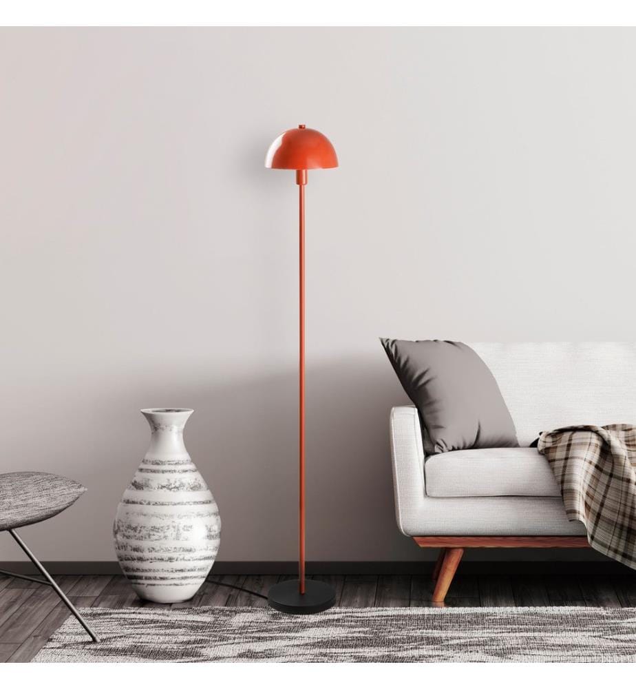 Stehlampe, orange, Metallkörper, Metallkappe