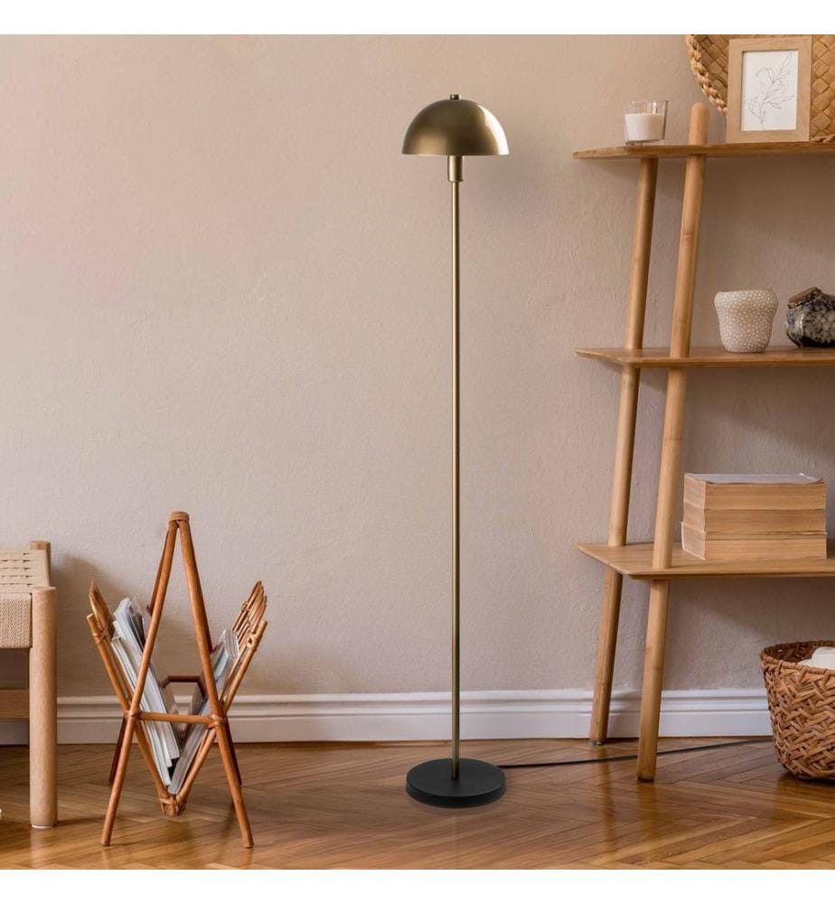 Stehlampe, gold, Metallkörper, Metallkappe