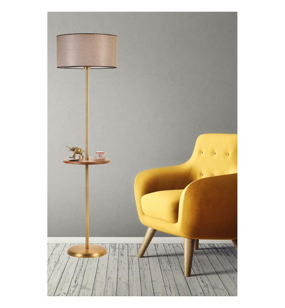 Lampadaire, Gold, Brown, Metal Body