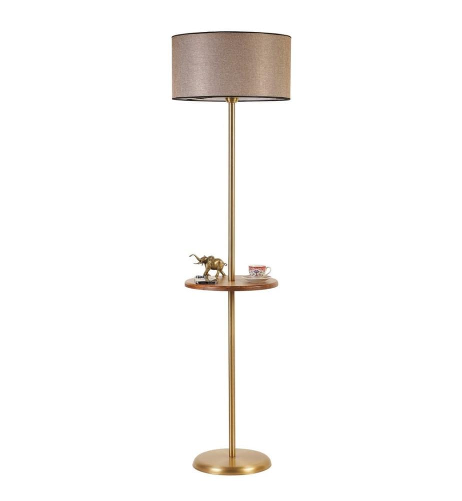 Lampadaire, Gold, Brown, Metal Body