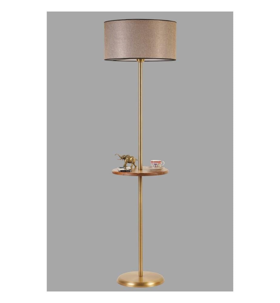 Lampadaire, Gold, Brown, Metal Body