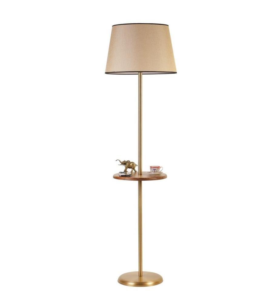 Lampadaire, Gold, Brown, Metal Body