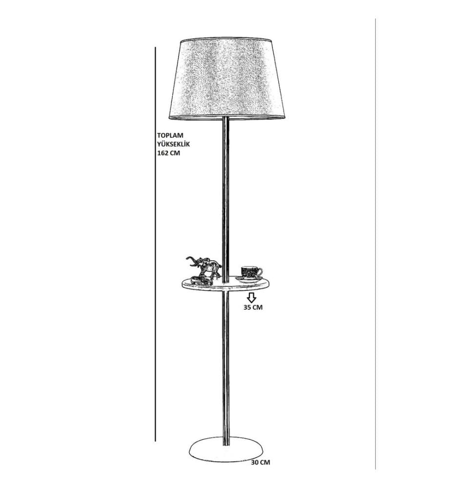 Lampadaire, Gold, Brown, Metal Body