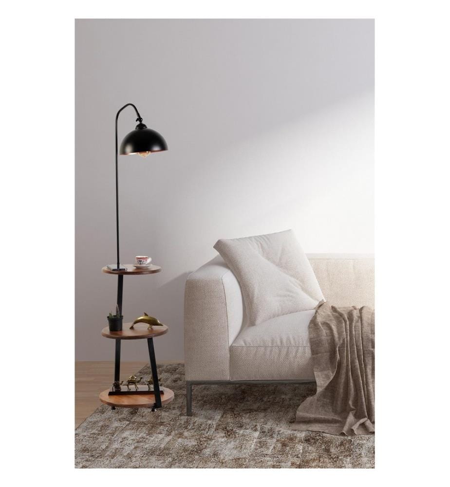 Lampadaire, noir, noyer, corps en métal