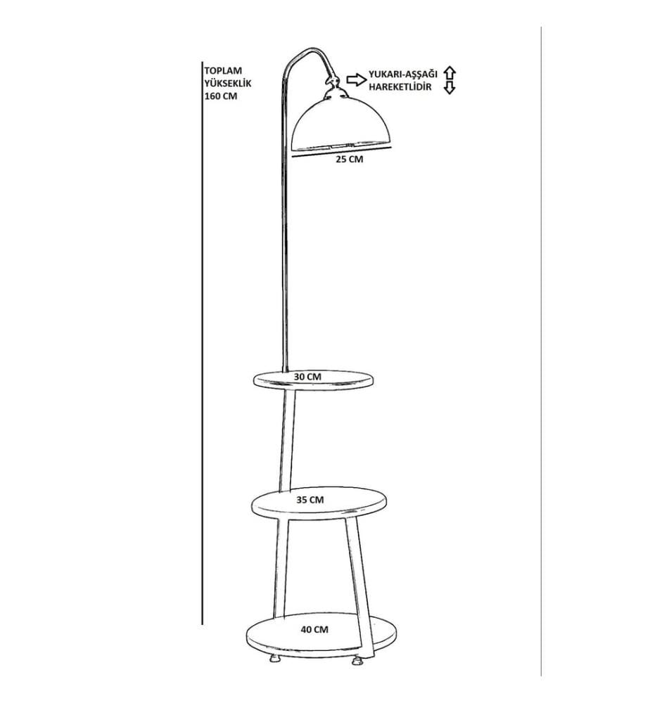 Lampadaire, Black, Walnut, Metal Body