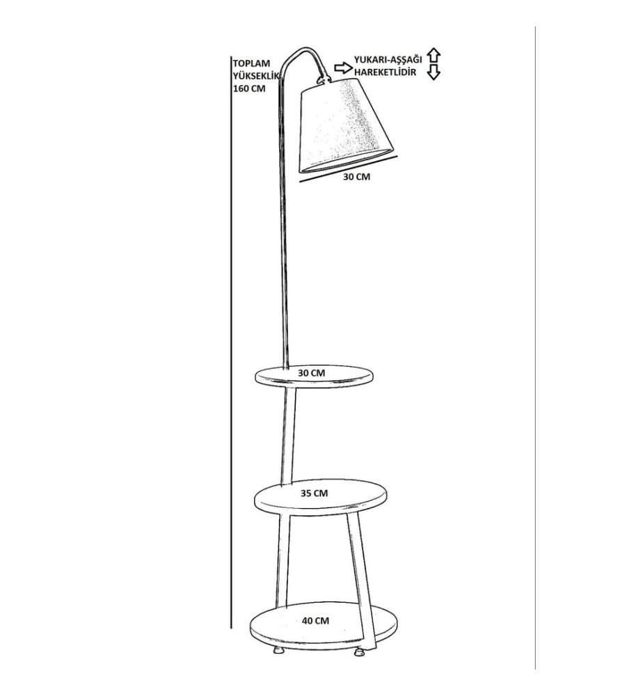 Lampadaire, Walnut, Black, Grey, Metal Body