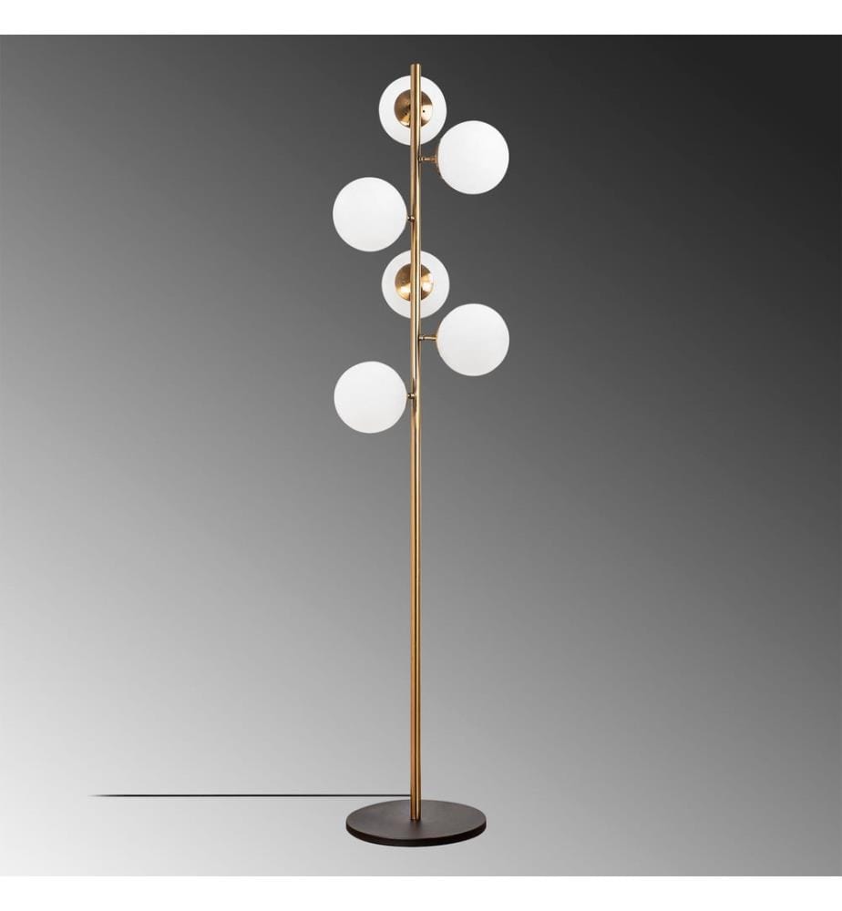 Lampadaire, Vintage, Metal Body, Glass Cap