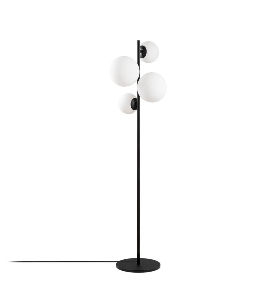 Lampadaire, Noir, Blanc, Corps en métal, Capuchon en verre
