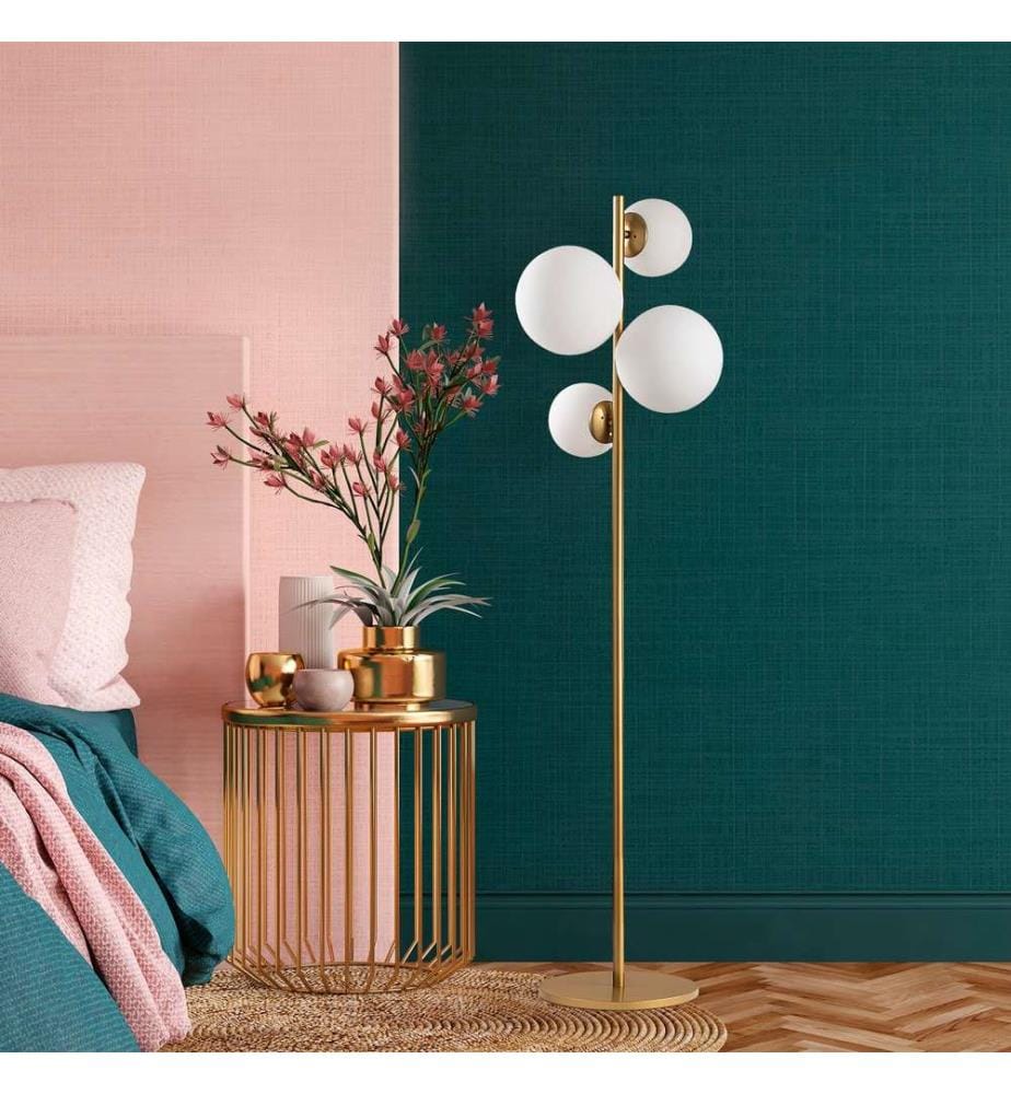 Lampadaire, noir, antique, corps en métal, capuchon en verre