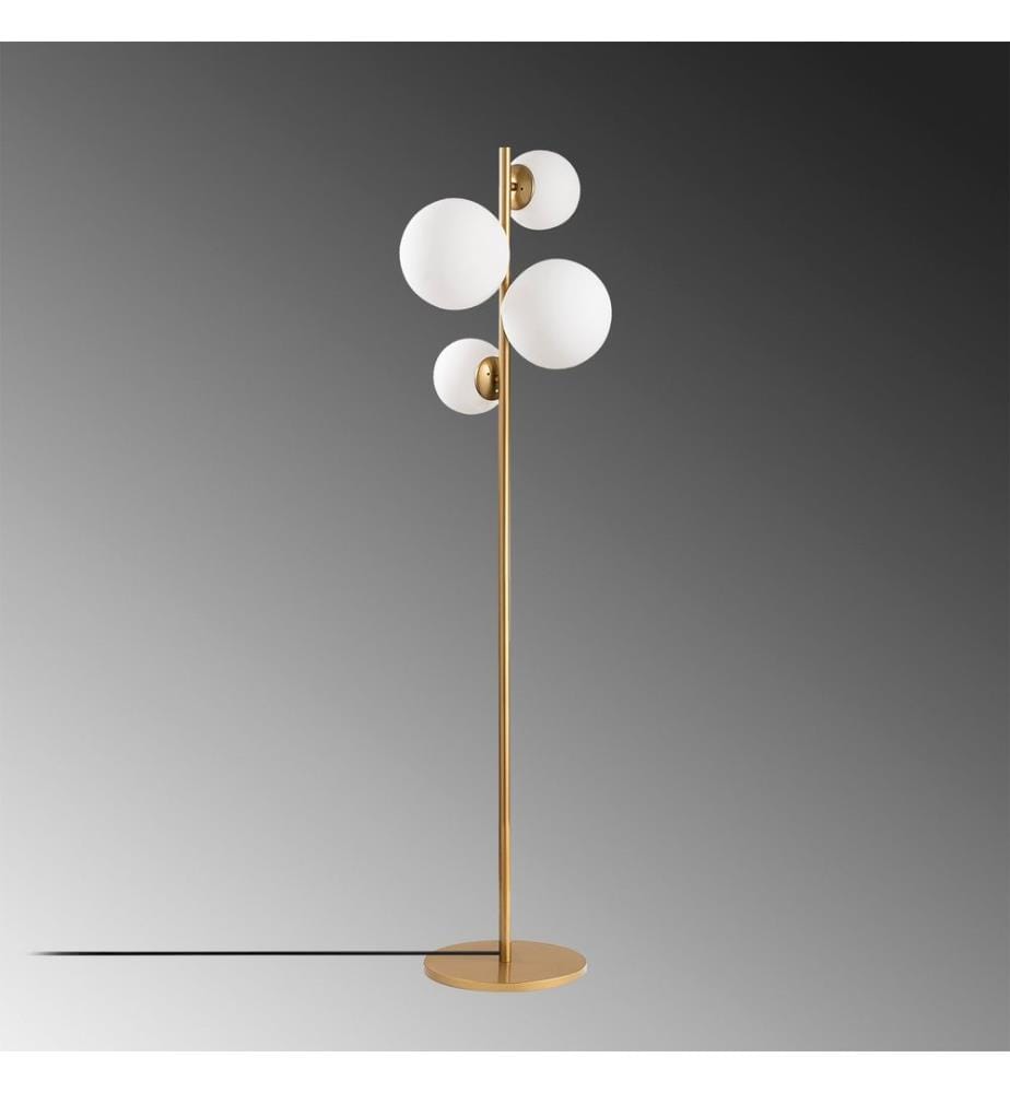 Lampadaire, noir, antique, corps en métal, capuchon en verre