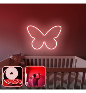 Eclairage mural décoratif à LED, rouge, bandes néon flexibles