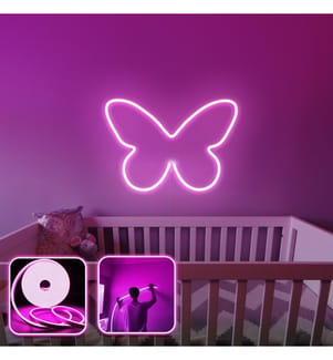 Eclairage mural décoratif à LED, rose, bandes néon flexibles
