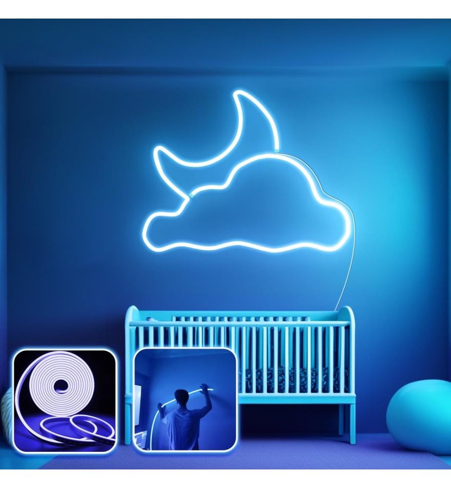 Dekorative LED-Wandbeleuchtung, blau, flexible Neonstreifen