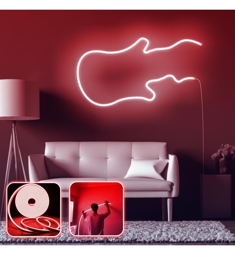 Eclairage mural décoratif à LED, rouge, bandes néon flexibles