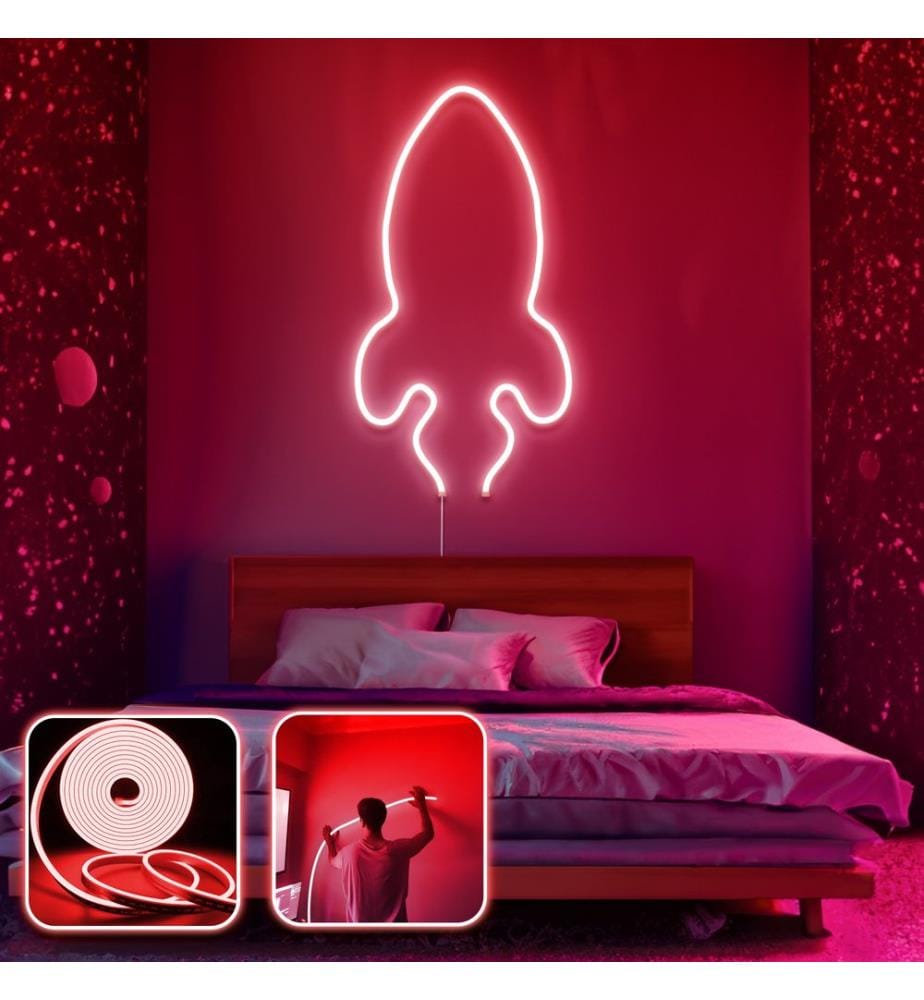 Eclairage mural décoratif à LED, rouge, bandes néon flexibles