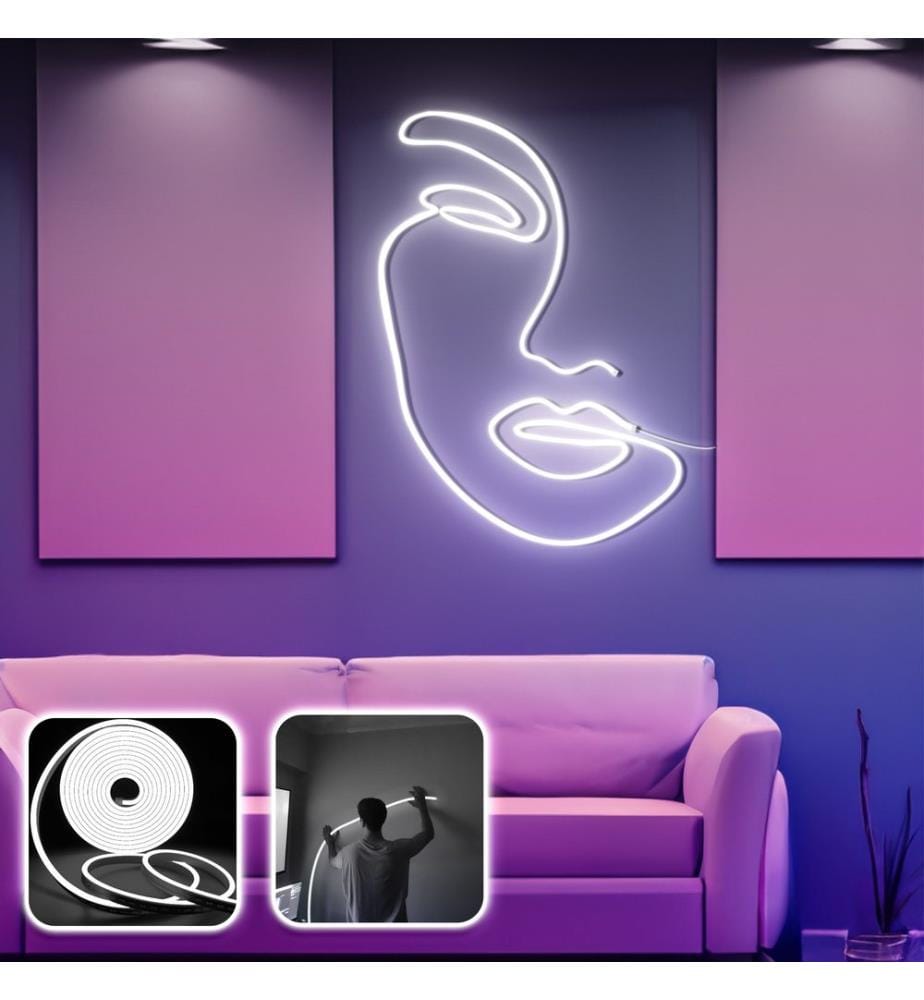 Dekorative LED-Wandbeleuchtung, Weiss, flexible Neonstreifen