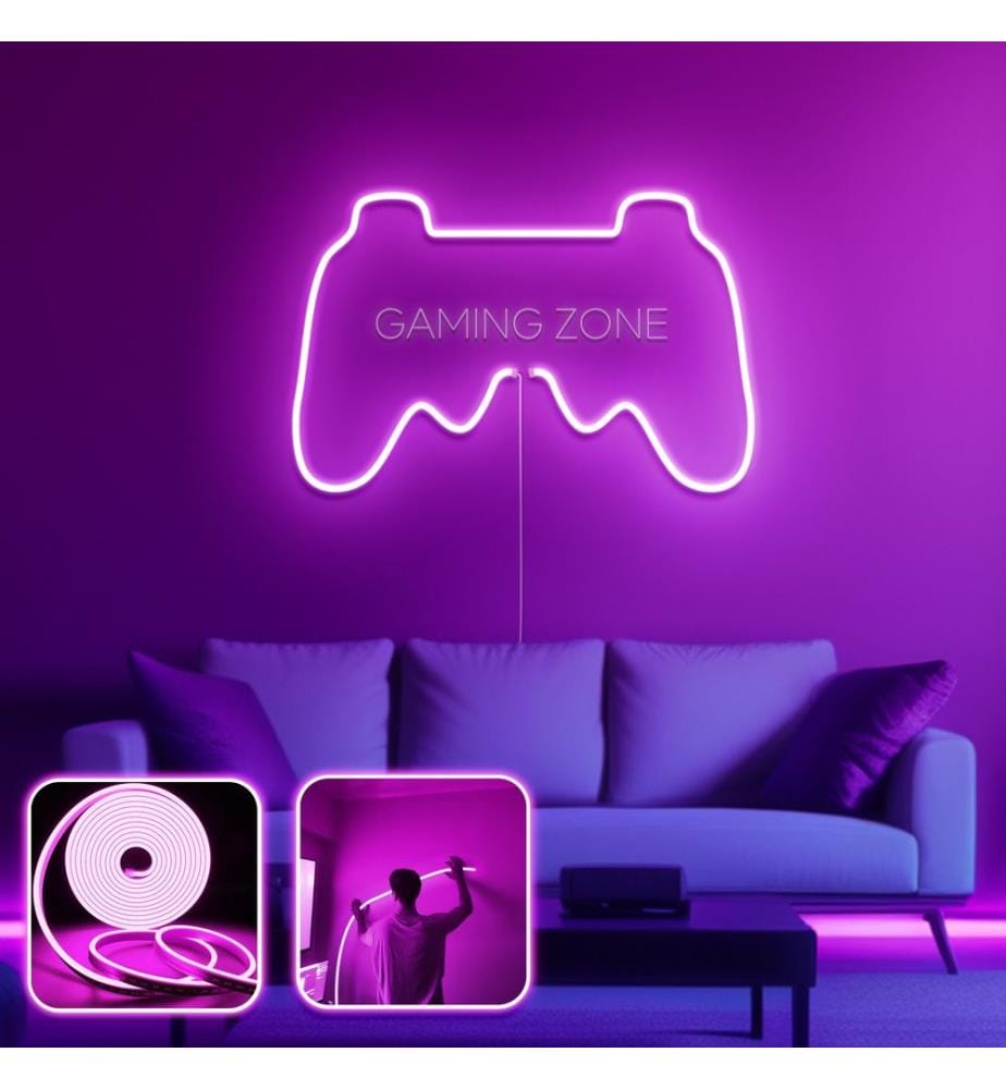 Eclairage mural décoratif à LED, rose, bandes néon flexibles