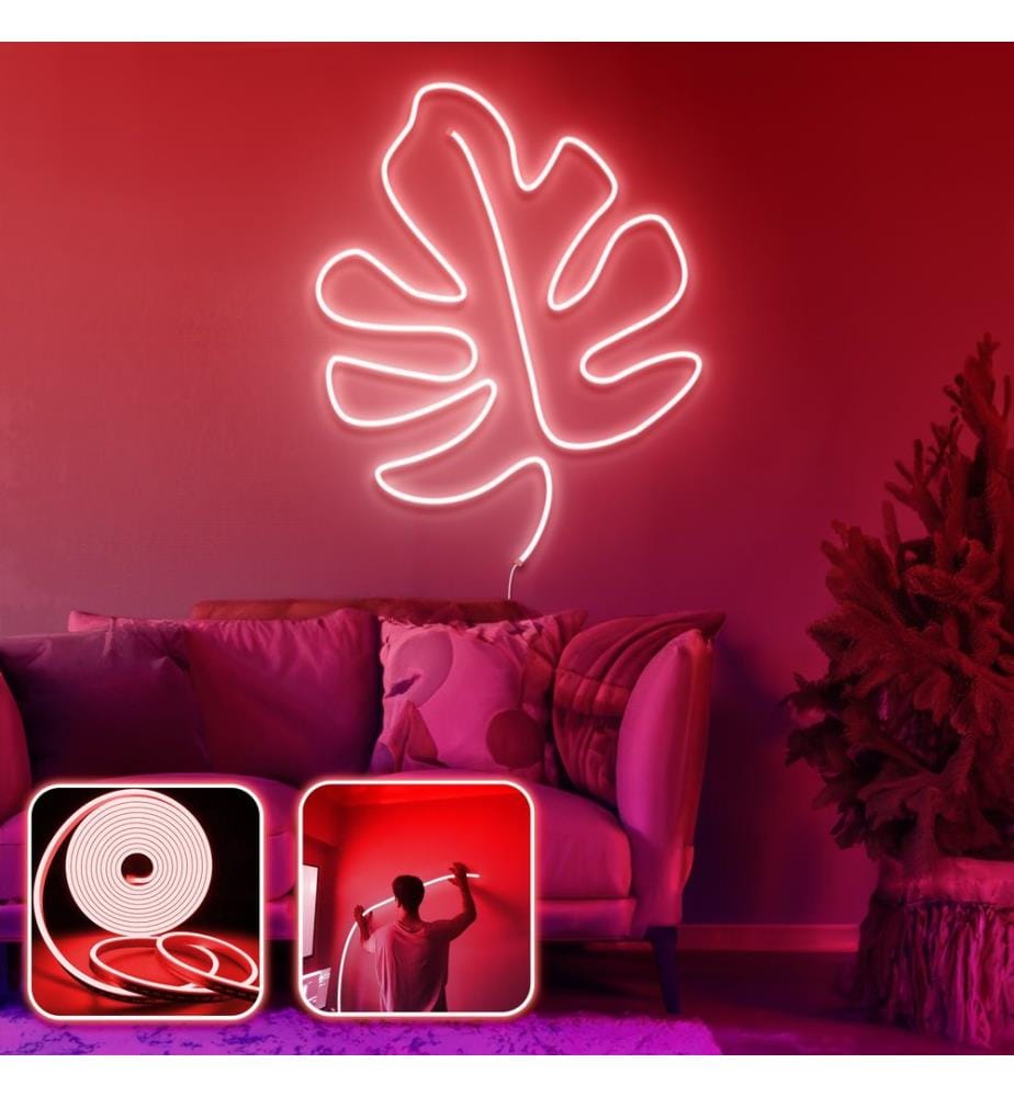 Eclairage mural décoratif à LED, rouge, bandes néon flexibles