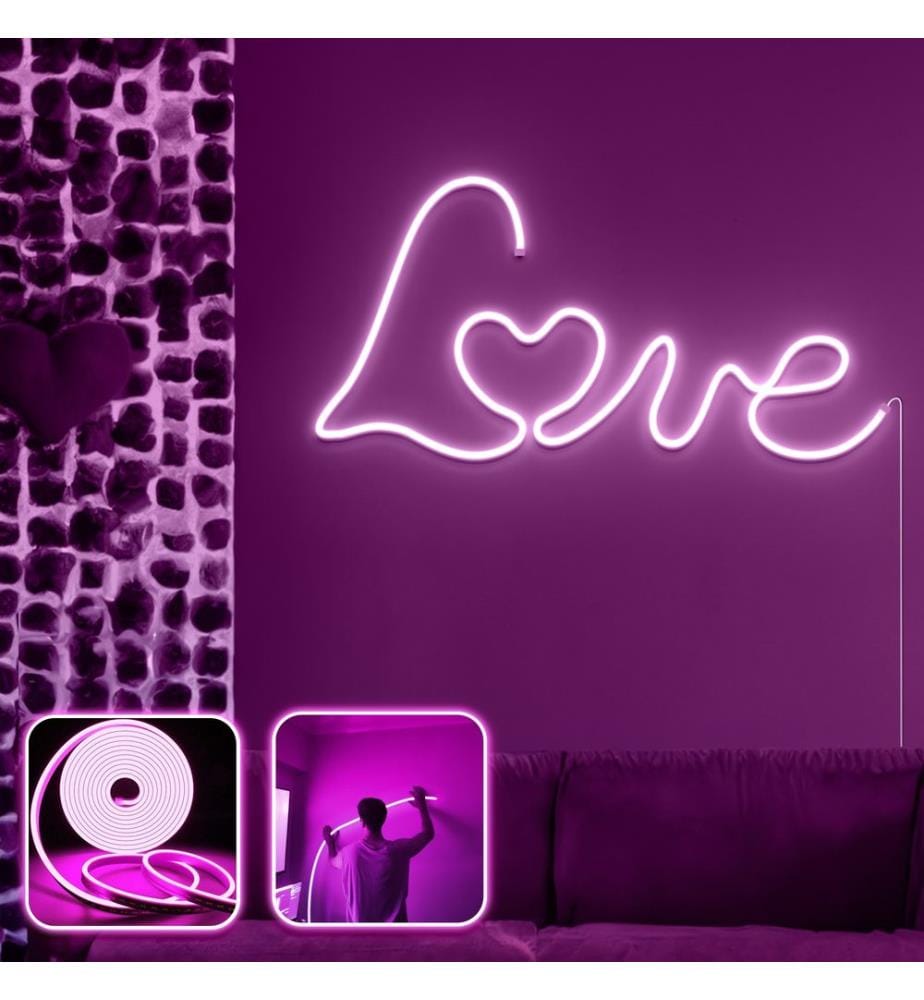 Eclairage mural décoratif à LED, rose, bandes néon flexibles