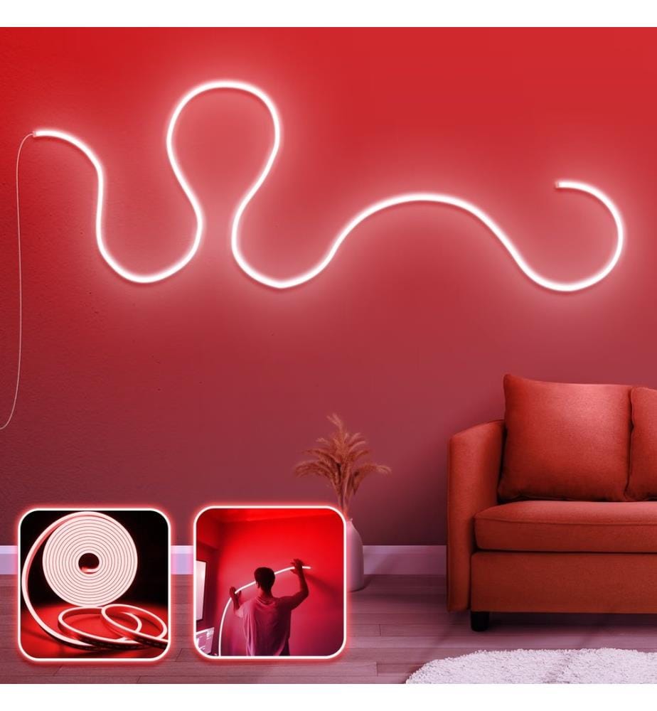 Eclairage mural décoratif à LED, rouge, bandes néon flexibles