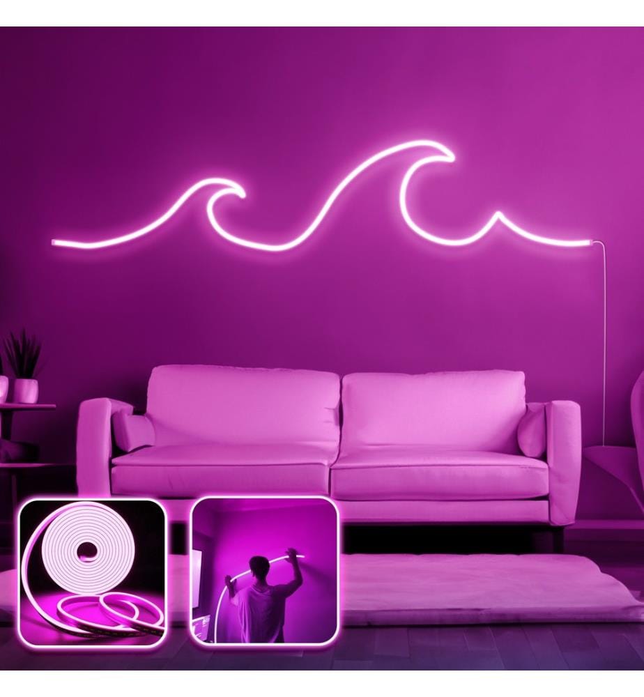 Eclairage mural décoratif à LED, rose, bandes néon flexibles