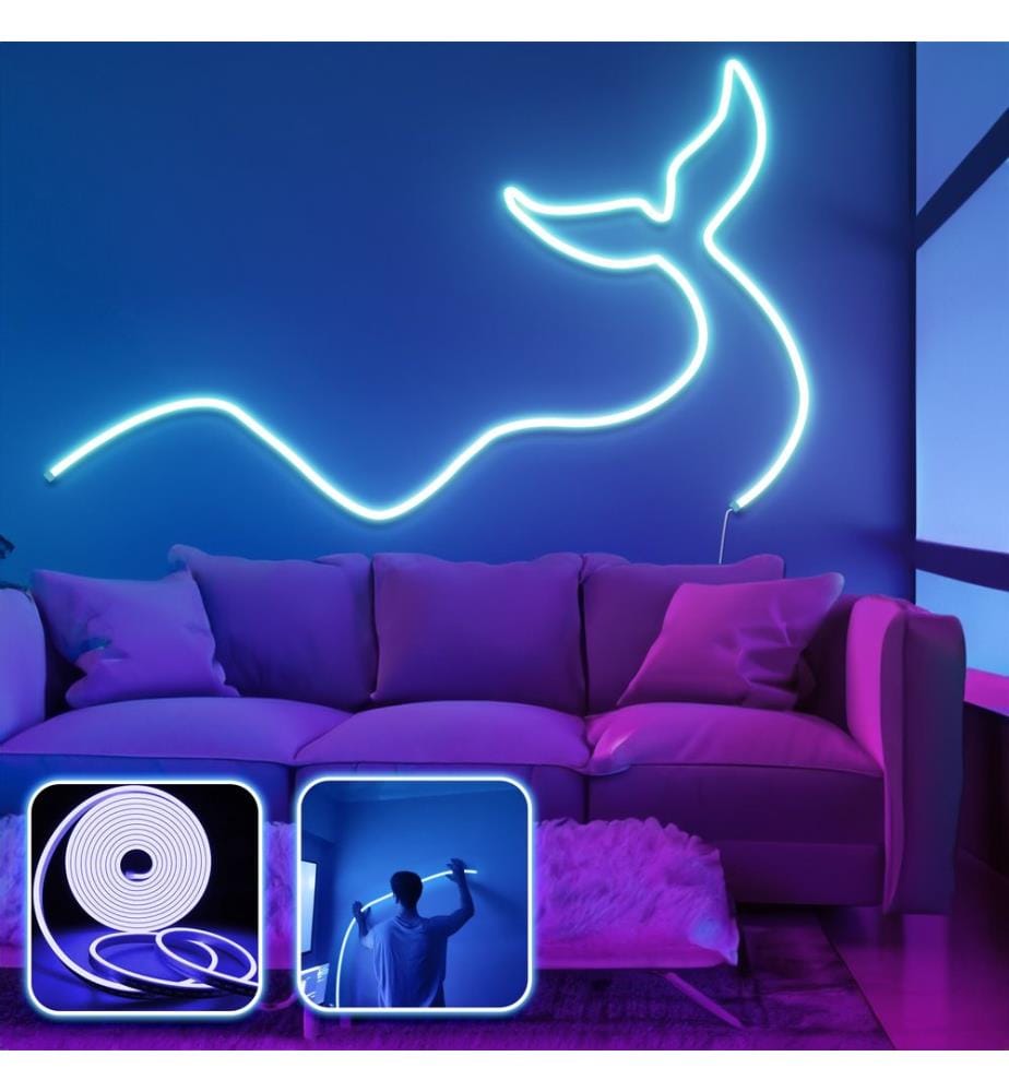 Eclairage mural décoratif à LED, bleu, bandes néon flexibles