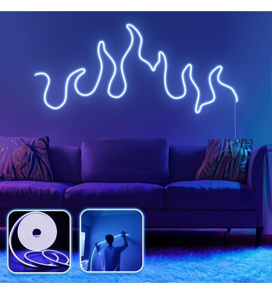 Eclairage mural décoratif à LED, bleu, bandes néon flexibles