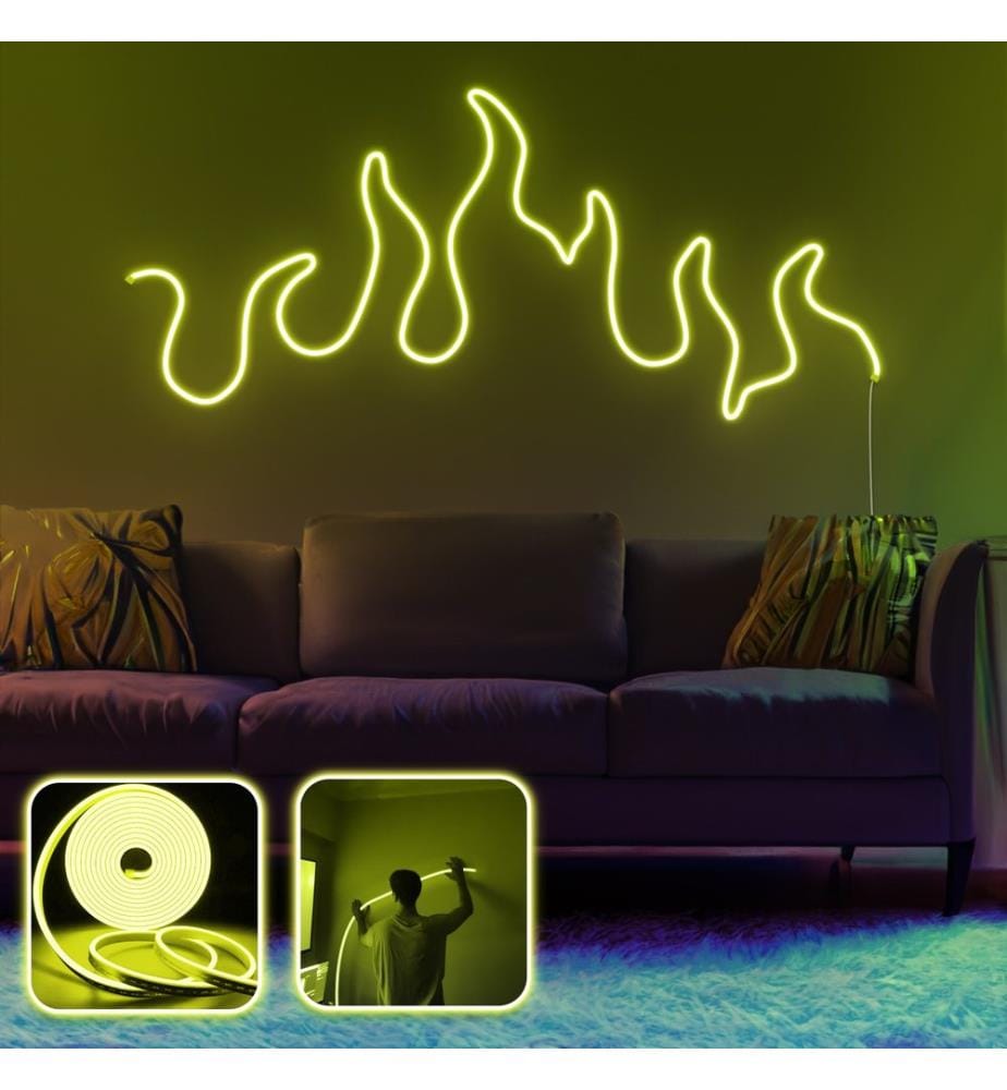 Eclairage mural décoratif à LED, jaune, bandes néon flexibles